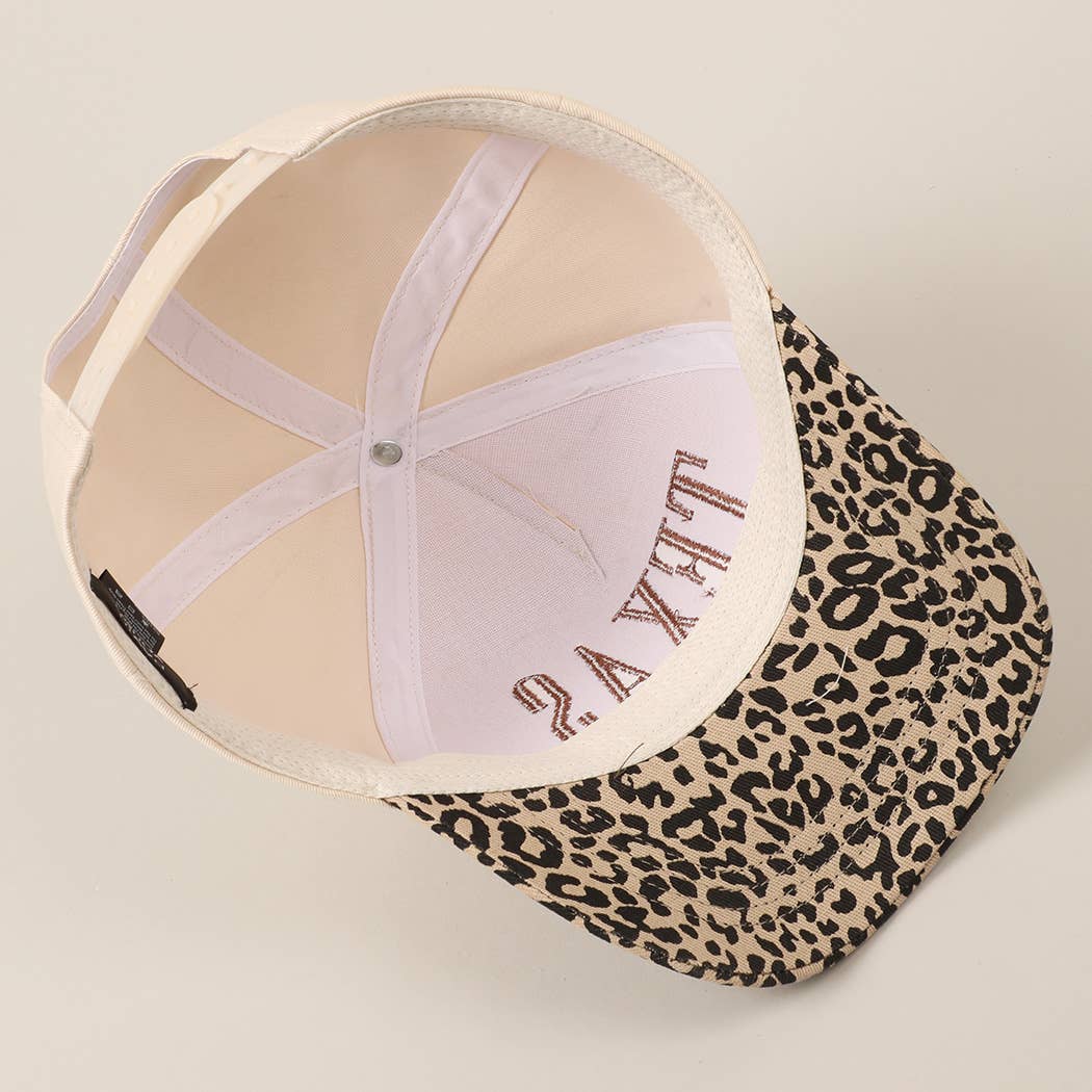 TEXAS Embroidery Leopard Two-Tone Trucker Hat: Leopard - Brown