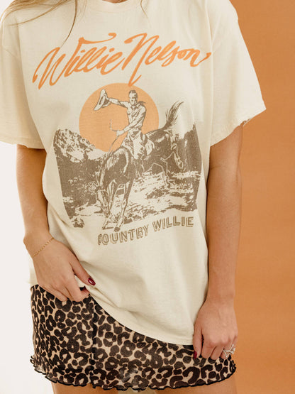 Willie Nelson Country Willie Off White Thrifted Graphic Tee