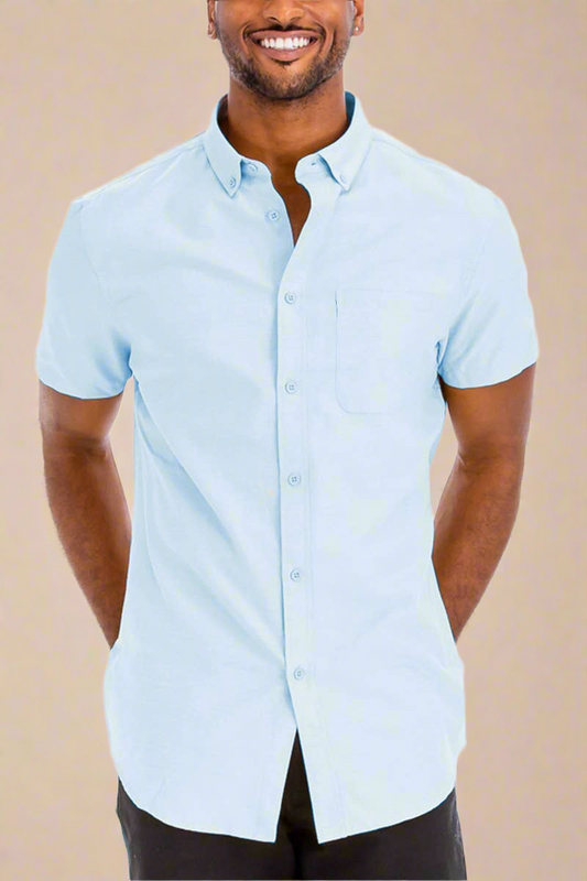 Finn Chambray Short Sleeve Button Down Shirt