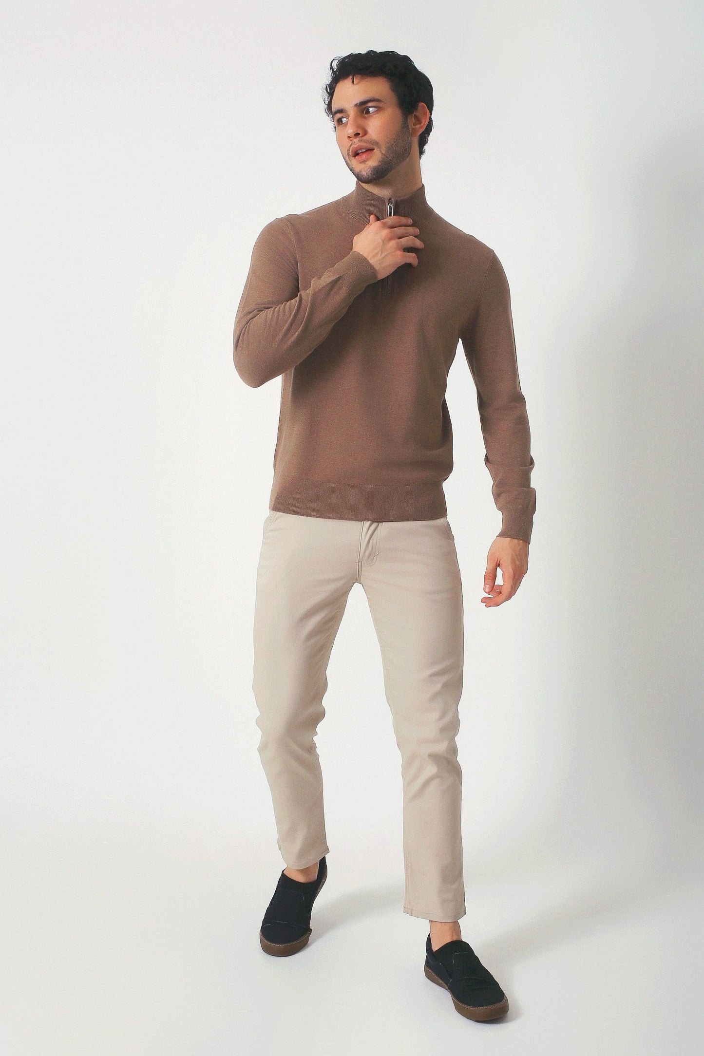 Everyday Quarter Zip Sweater - Acorn Brown