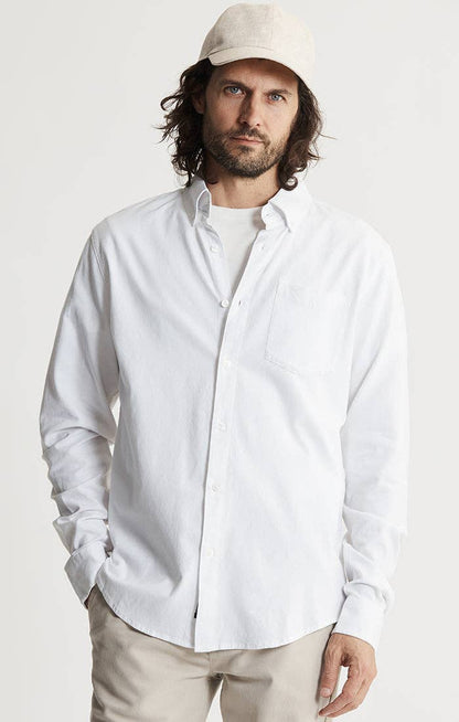 Charles Classic Oxford Long Sleeve Shirt: WHITE