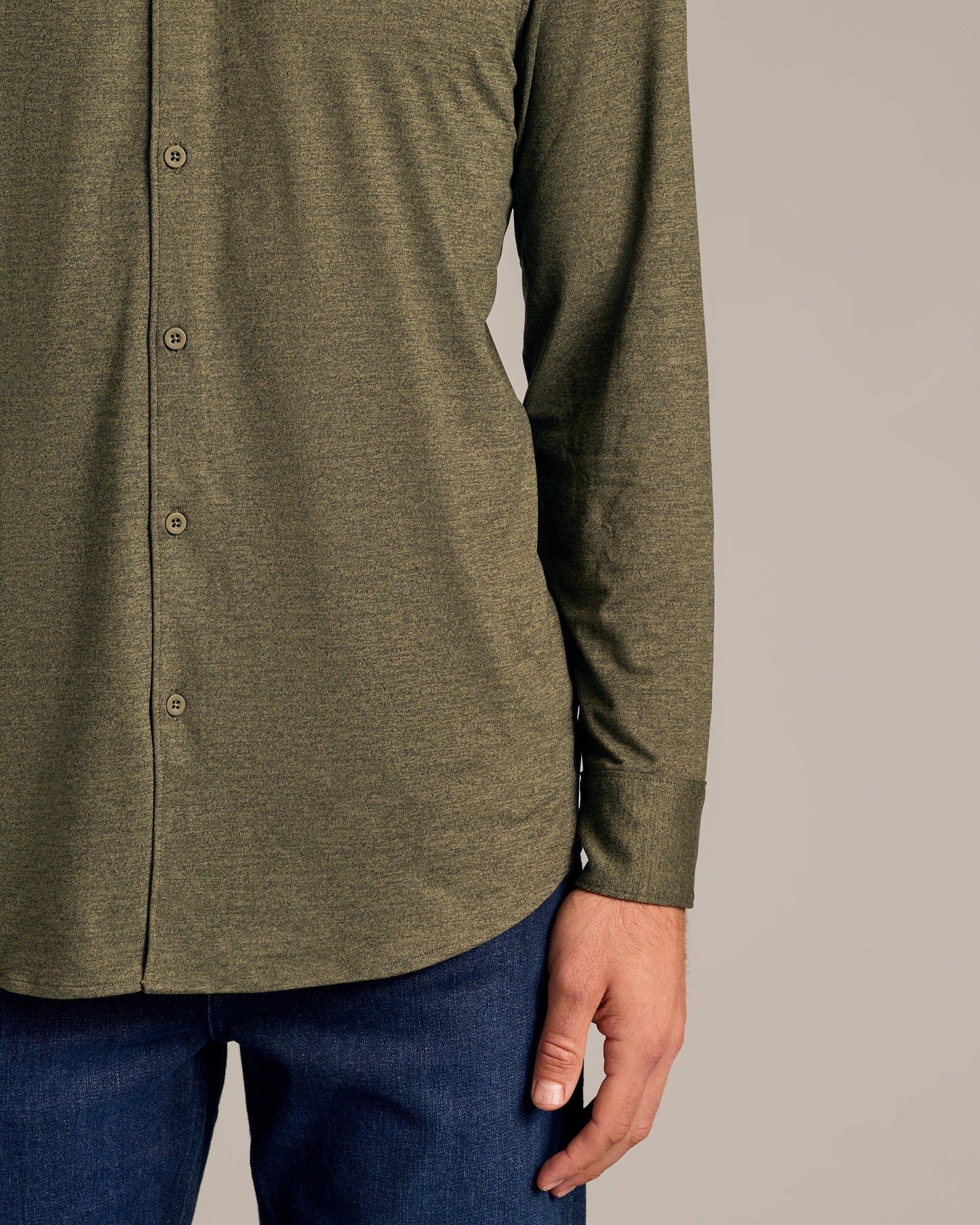 Dark Heather Military Green Long Sleeve Comfort Shirt
