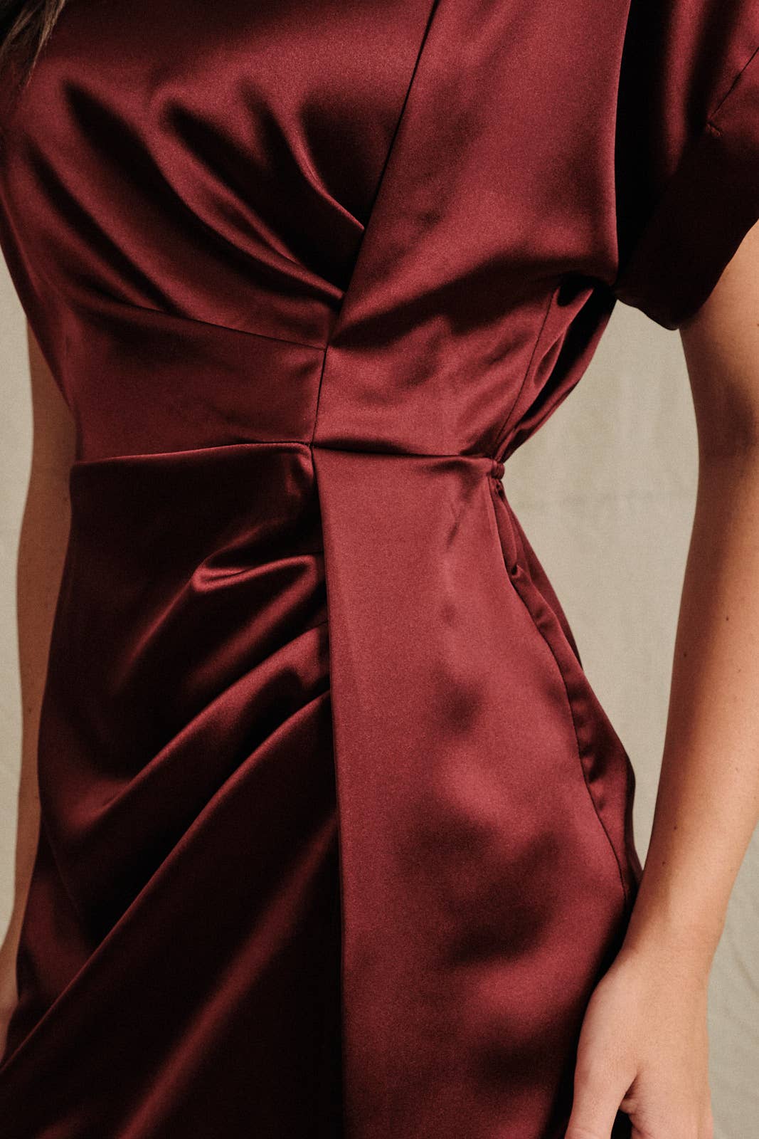 Juliette Satin Mini Dress: Burgundy