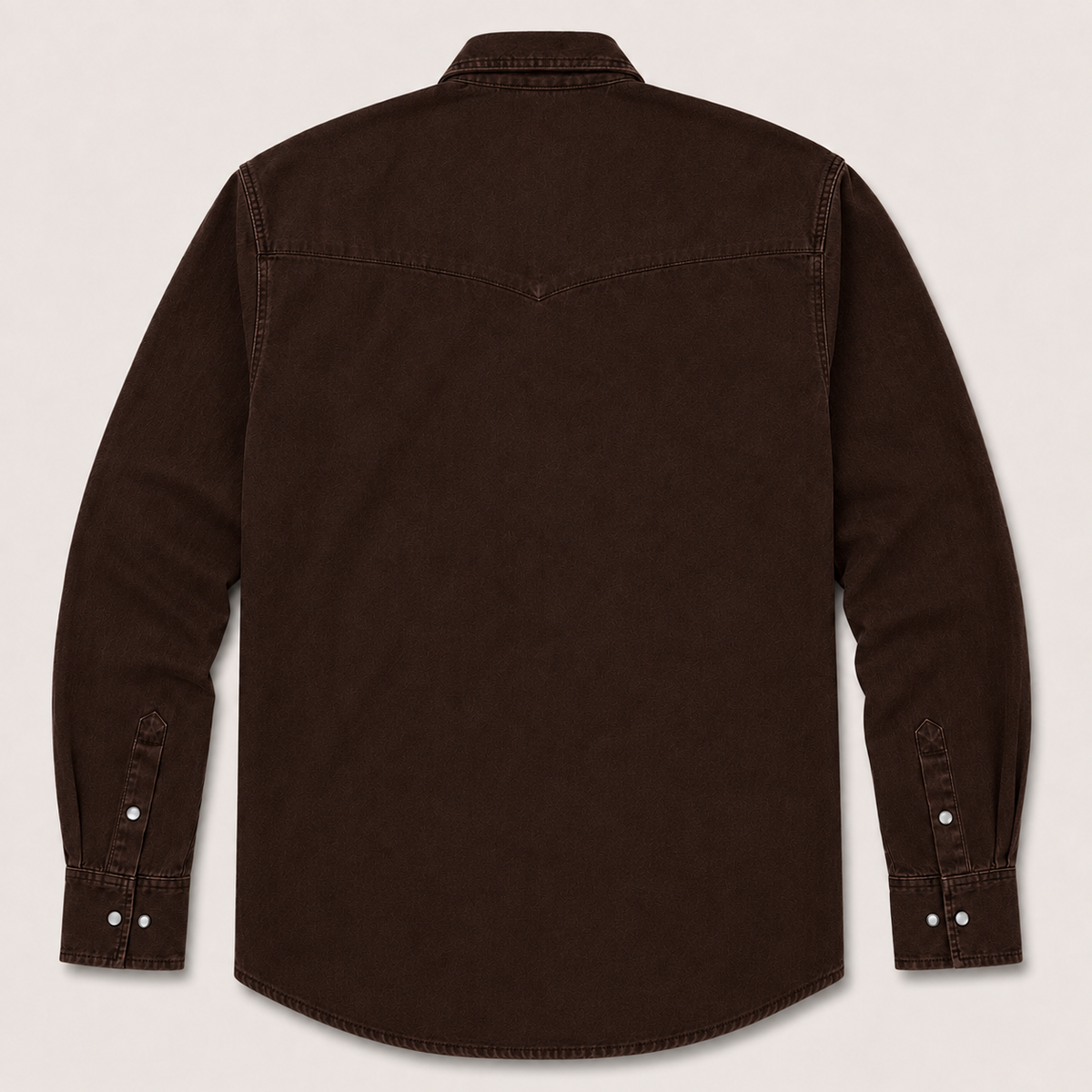 Men's Chocolate Washed Long Sleeve Cowboy Western Snap Shirt: Chocolate Washed solid / XL
