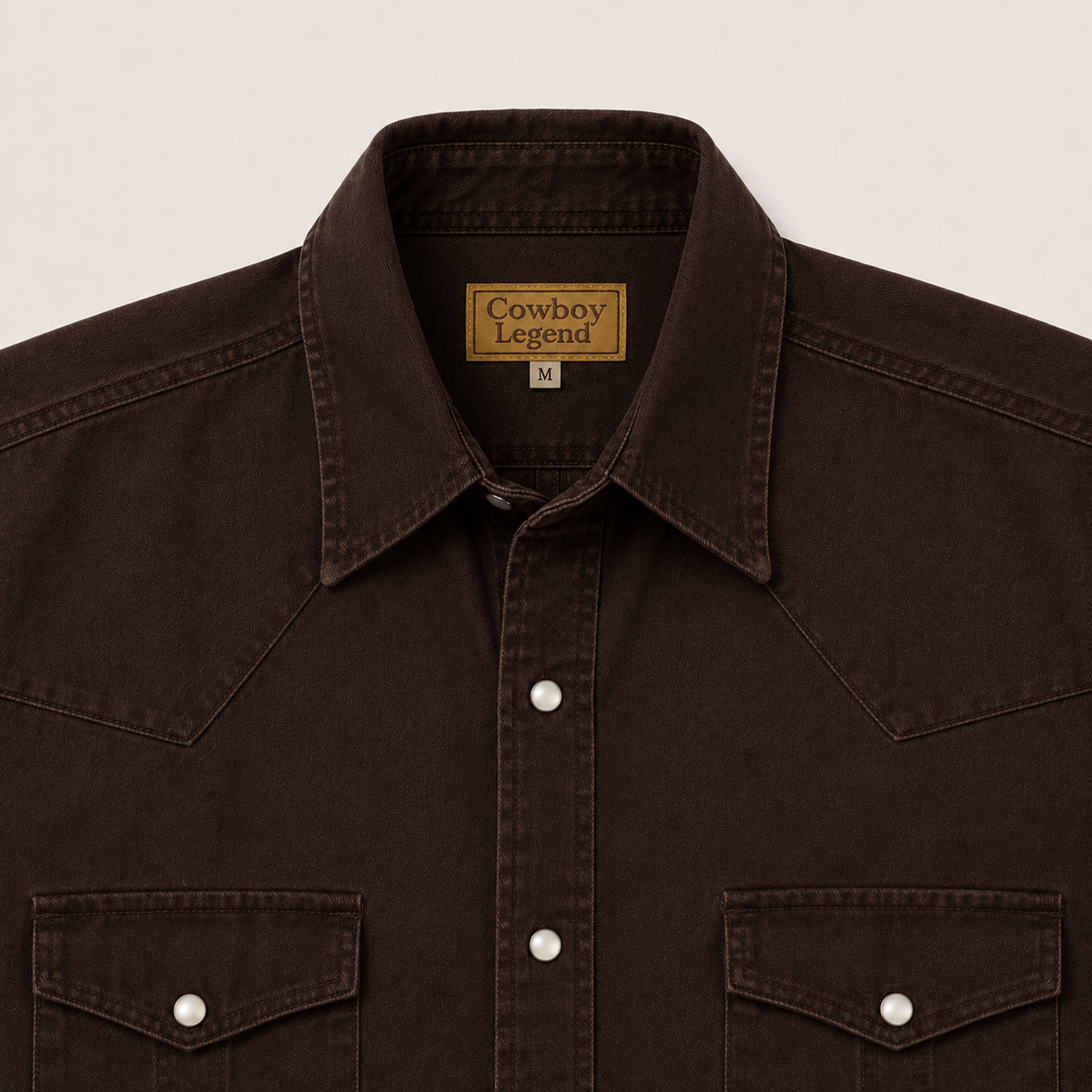 Men's Chocolate Washed Long Sleeve Cowboy Western Snap Shirt: Chocolate Washed solid / XL