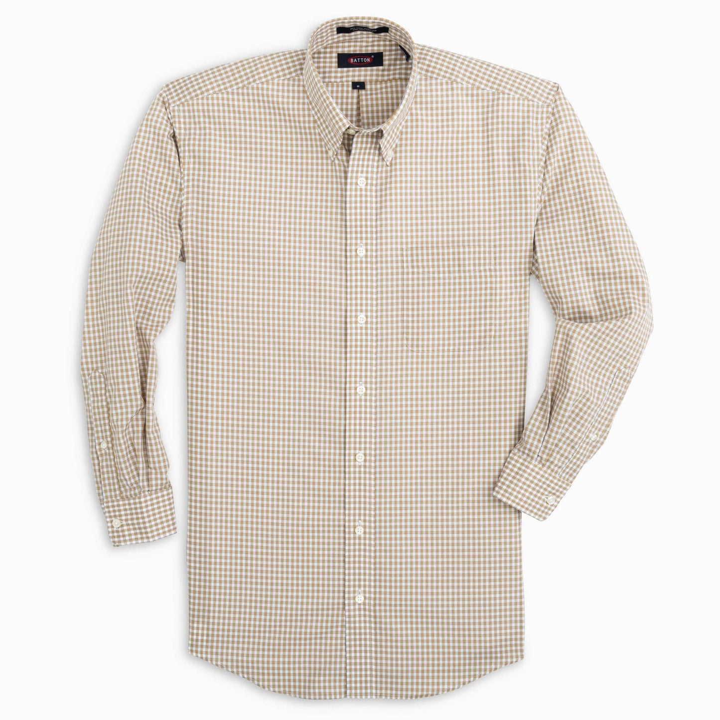 Donovan Non-Iron Gingham Cotton Sport Shirt: Men's Classic Fit Long Sleeve Button Down