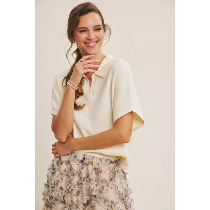 Beaumont Effortless Rib Knit Top: Cream