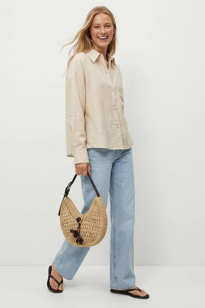 Sutton Linen Blend Rolled Sleeve Shirt: Linen