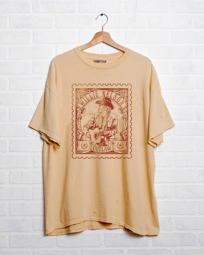 Willie Nelson Stamp Old Gold Thrifted Licensed Graphic Tee