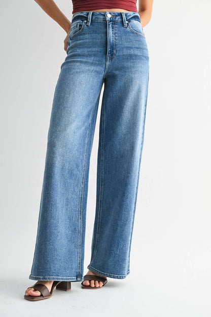 DP689 - MED - HR Palazzo Wide Leg Jeans