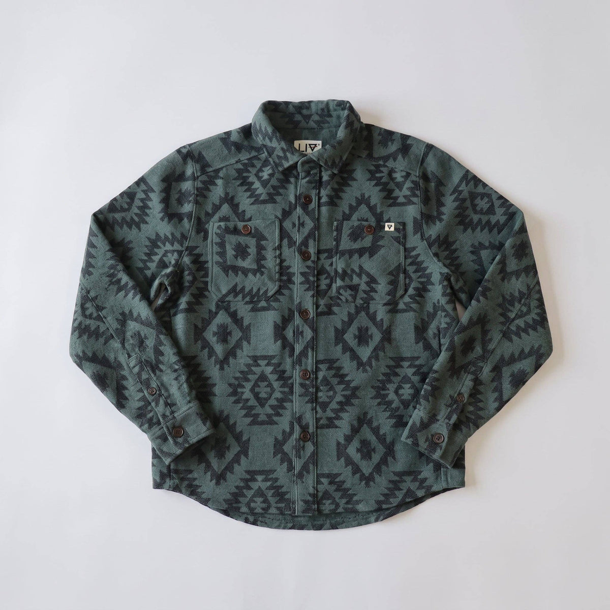 Men's Shay Faux Wool Button Down Jacket: Lead Aztec Diamond