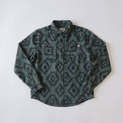 Men's Shay Faux Wool Button Down Jacket: Lead Aztec Diamond