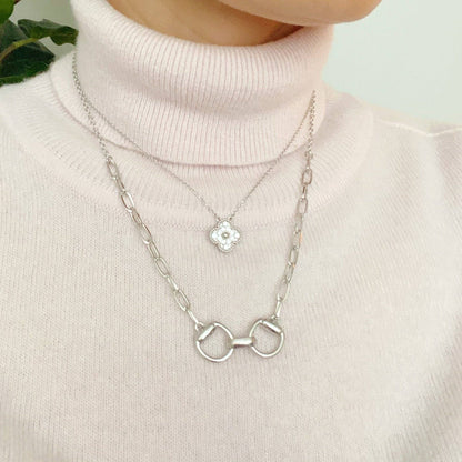 Equestrian Pendant Chain Necklace: Silver