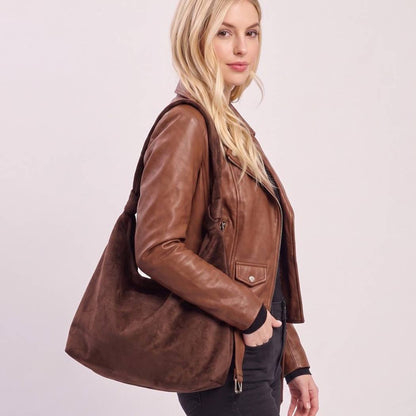 Knotted Faux Suede Hobo Bag: EP