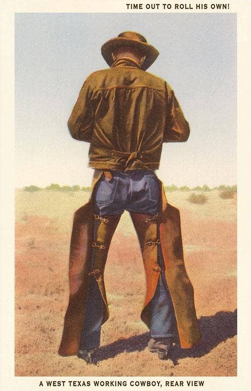 Art Print TX-139 Rear View of Cowboy Rolling His Own