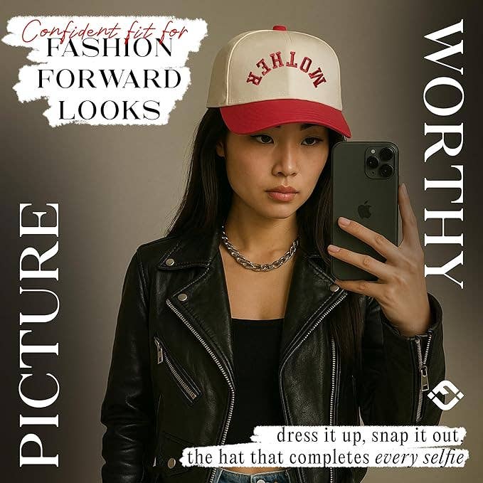 Two Tone Cap - Mother (Upside Down) - Red/Beige