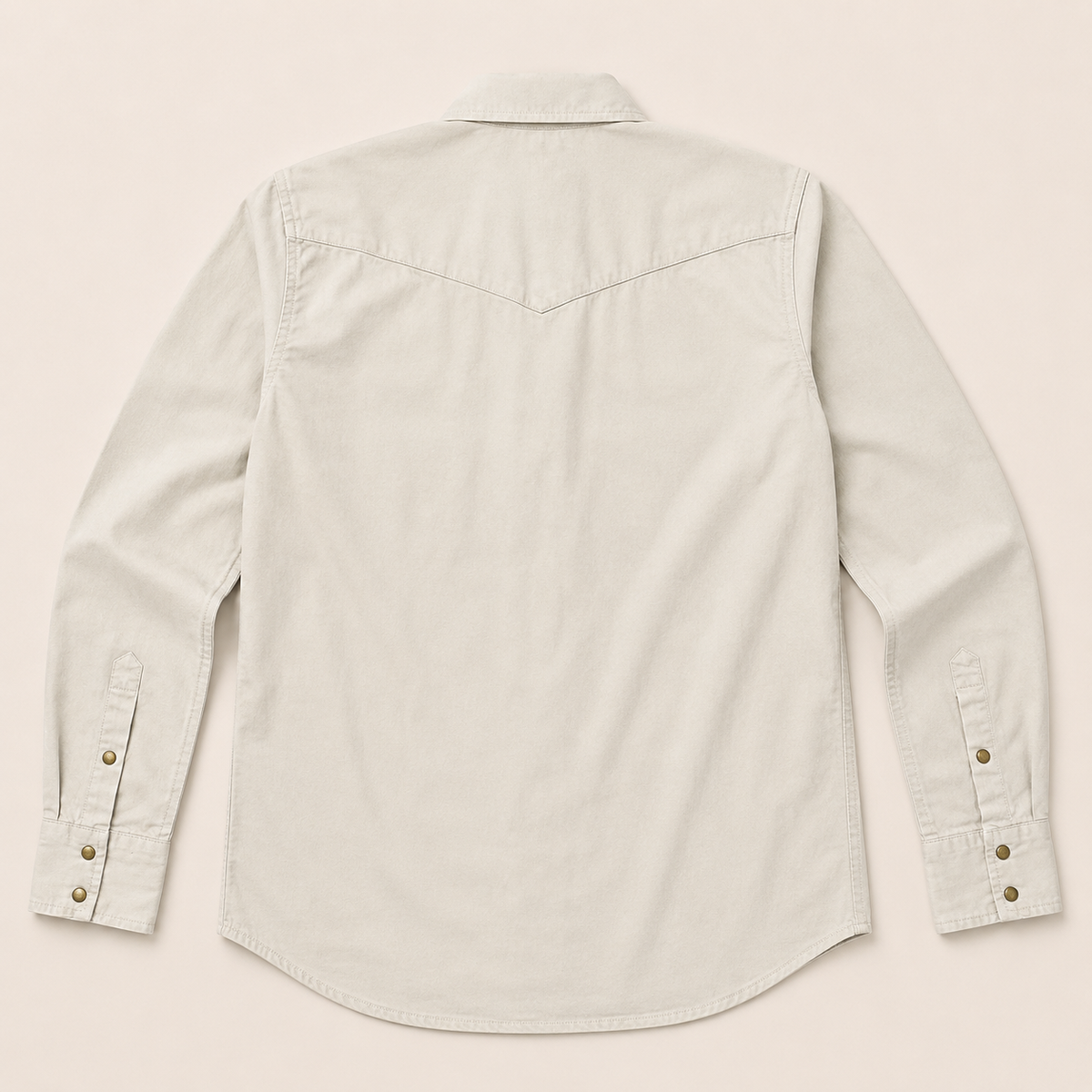 Men's Ecru Solid Long Sleeve Cowboy Western Snap Shirt