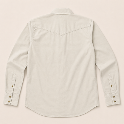 Men's Ecru Solid Long Sleeve Cowboy Western Snap Shirt