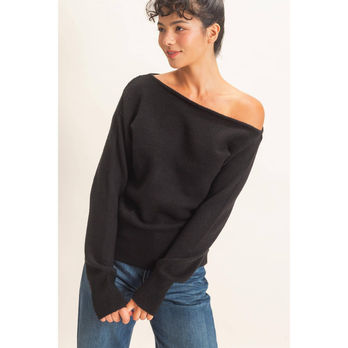 Off The Shoulder Sweater Top: TAUPE / S-M-L(2-2-2)