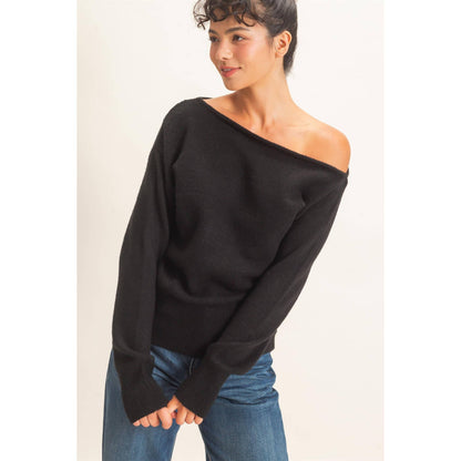 Off The Shoulder Sweater Top: TAUPE / S-M-L(2-2-2)