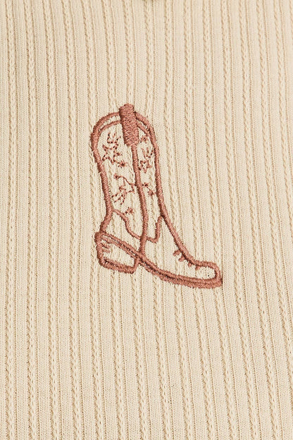 Cowboy Boot Embroidered Tank Top