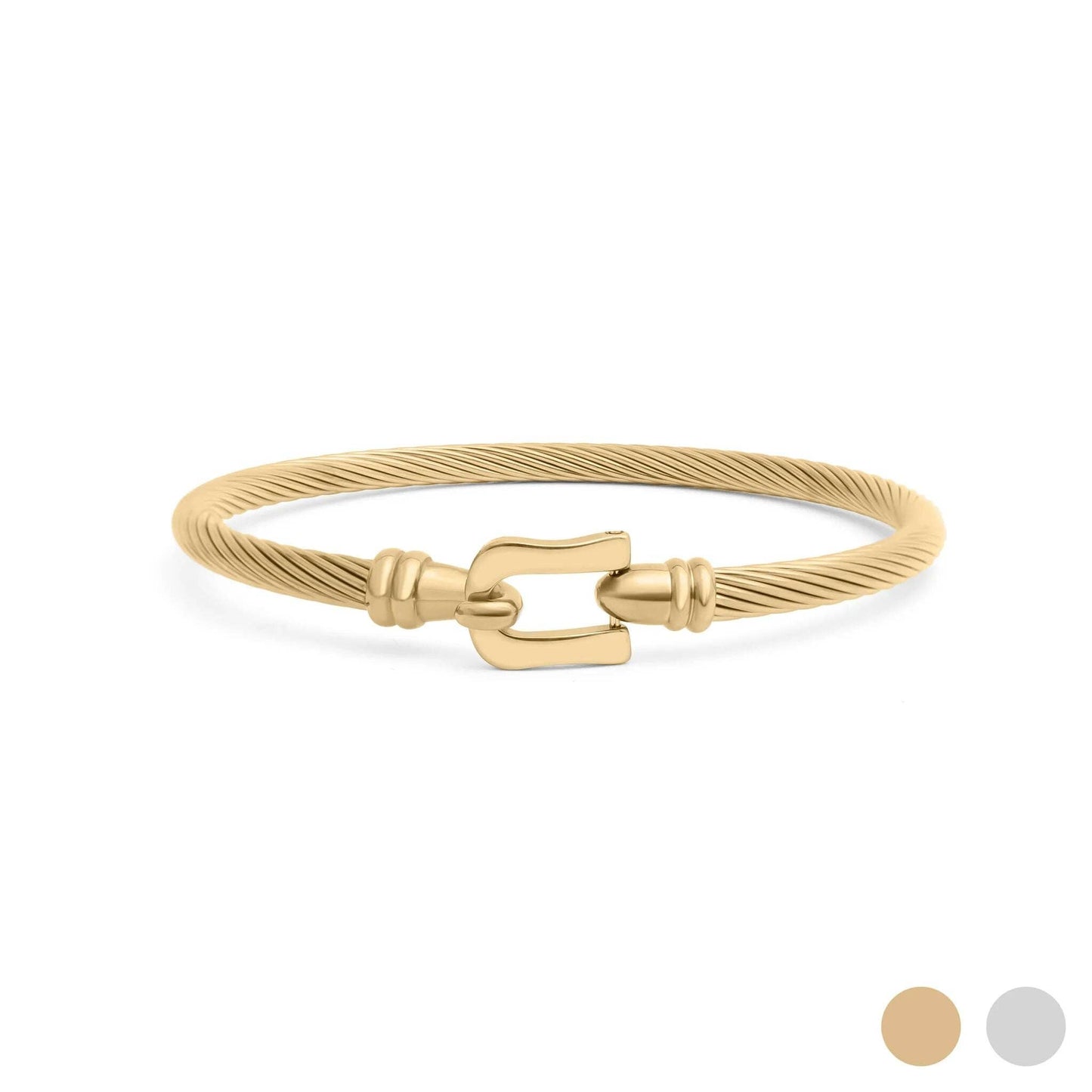 Tala Buckle Clasp Bangle Bracelet: Gold