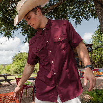 Burlebo Performance Western Shirt: Maroon