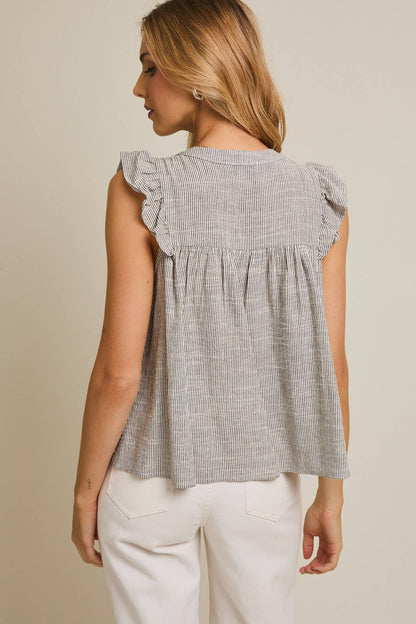Sweetwater Stripe Ruffle Top