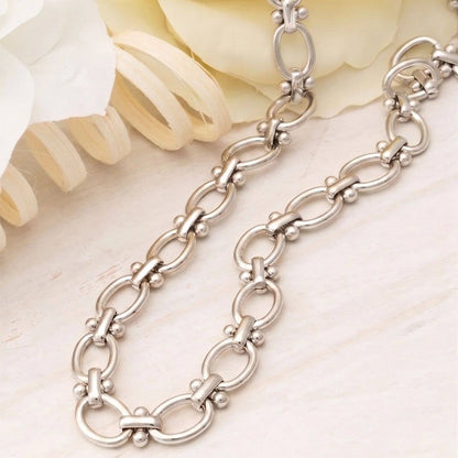 Stainless Steel Round and Bead Chain Necklace: Stainless
