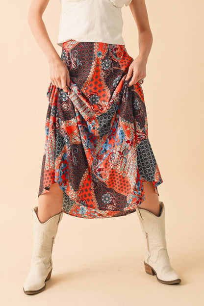 Jane Paisley Print Skirt
