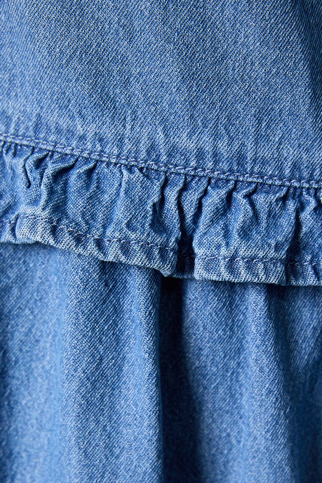 Baylor Sleeveless Ruffle Denim Mini Dress