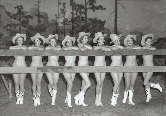 Art Print CG-96 Nude Cowgirls by Fence