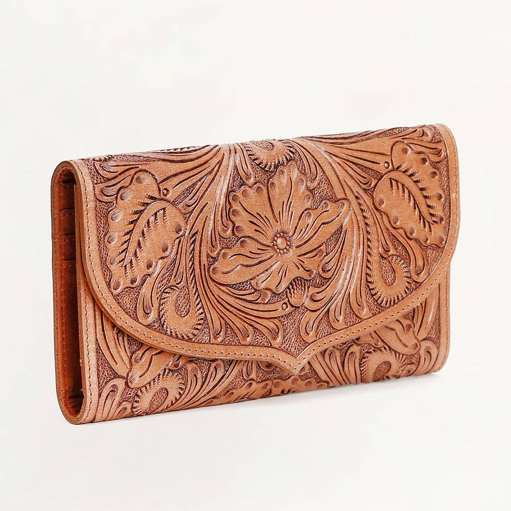 Loyal West Gloriana Wallet: In Handtooled Leather
