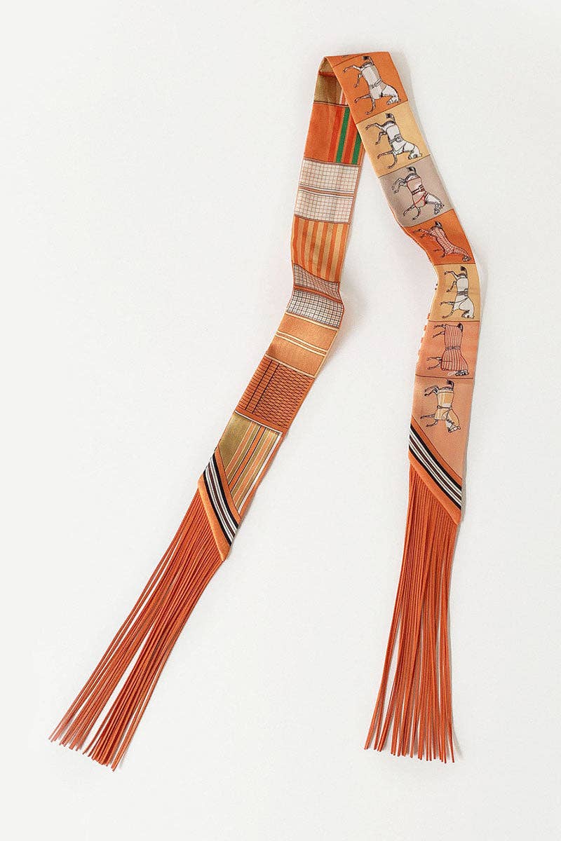 Printed Fringed Detail Scarf: 7 / One Size
