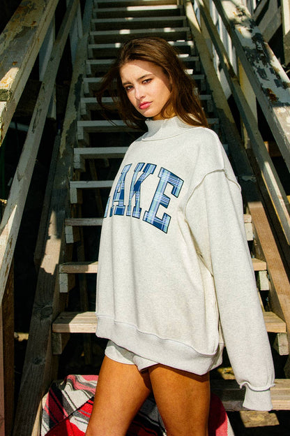 LAKE/MOUNTAIN Reversible Mock-neck Sweatshirt: ASH GREY