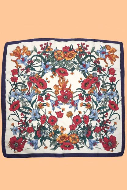 LARGE FLORAL PRINT BANDANA SCARF | 40SC651: OFF WHITE