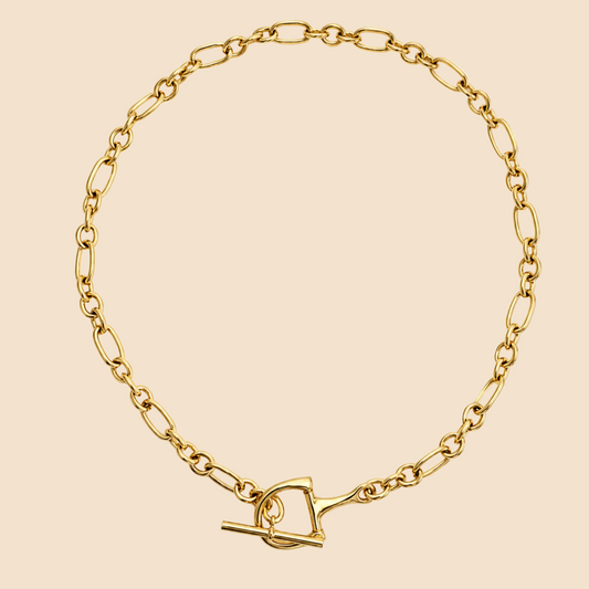 Ingrid Chunky Equestrian Bit Chain Necklace - Waterproof Gold Steel