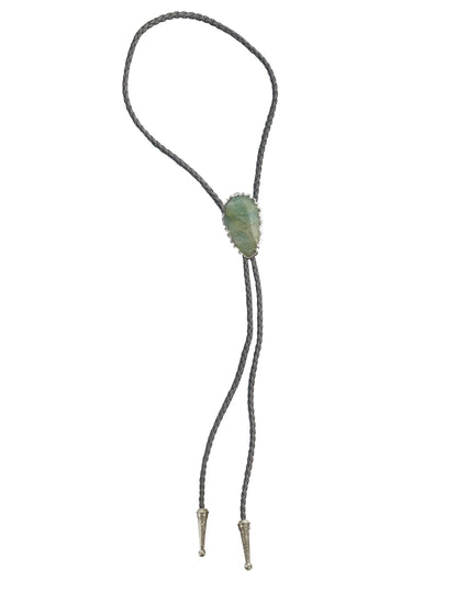 Gemstone Bolo Tie - Aquamarine Black / Silver