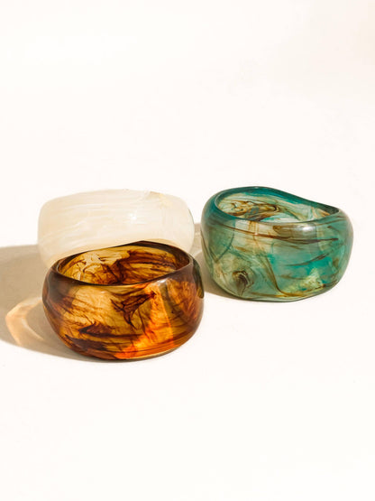 Caelia Modern Bold Statement Resin Bangle: Brown