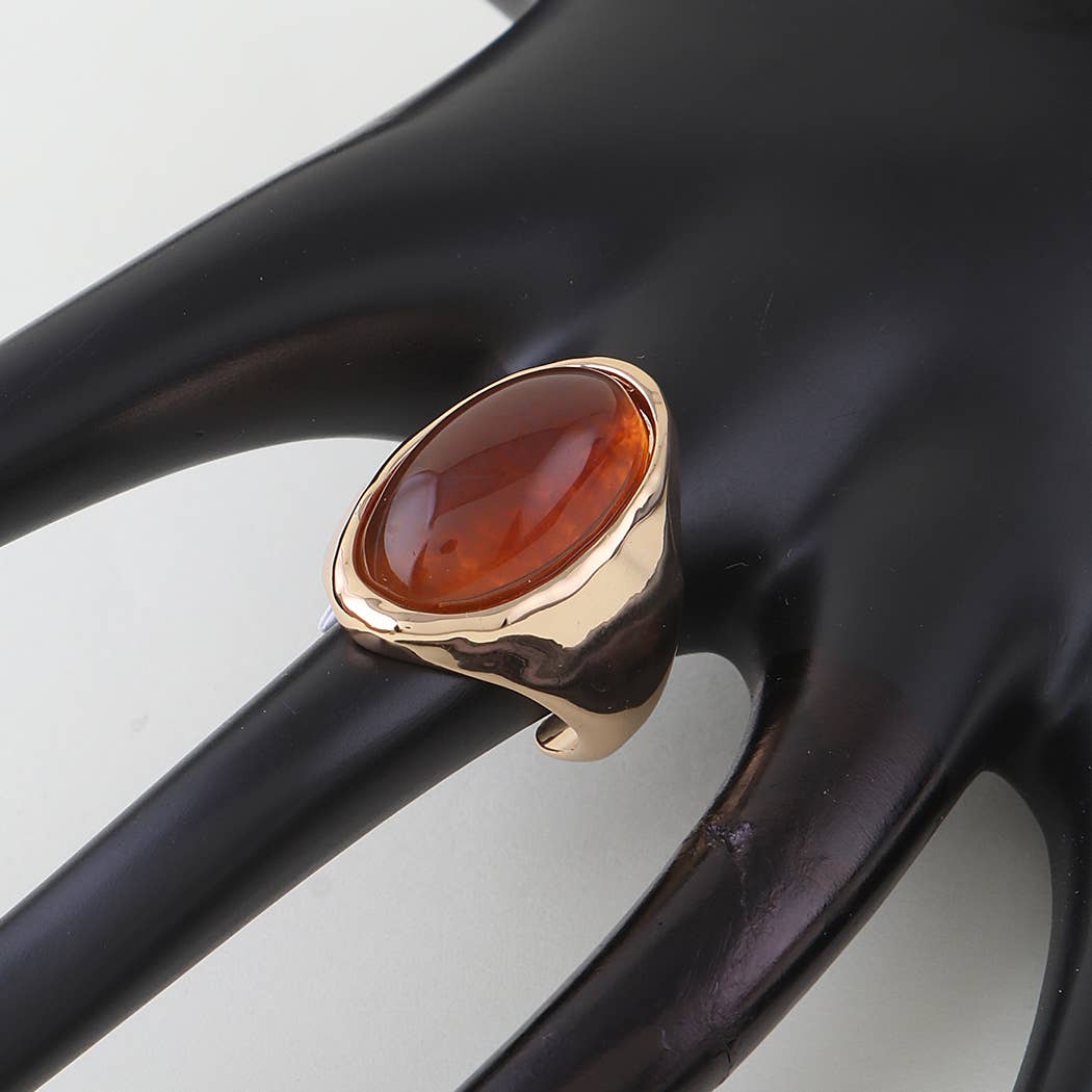 Polished Oval Stone Statement Ring: GBR