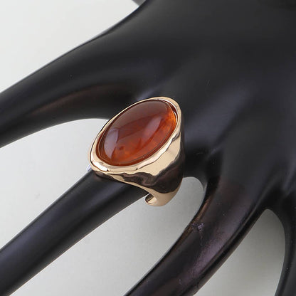 Polished Oval Stone Statement Ring: GBR