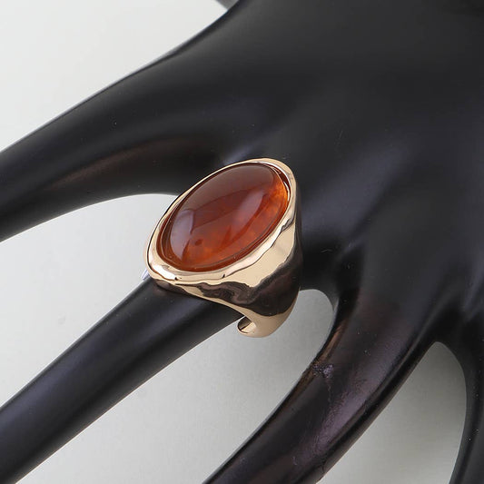 Polished Oval Stone Statement Ring: GBR