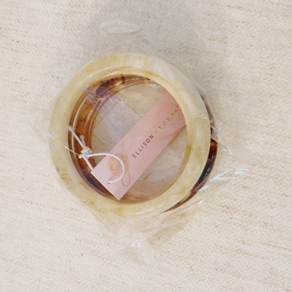 Natural Tones Bold Resin Bangle Set Of 3: Sunset