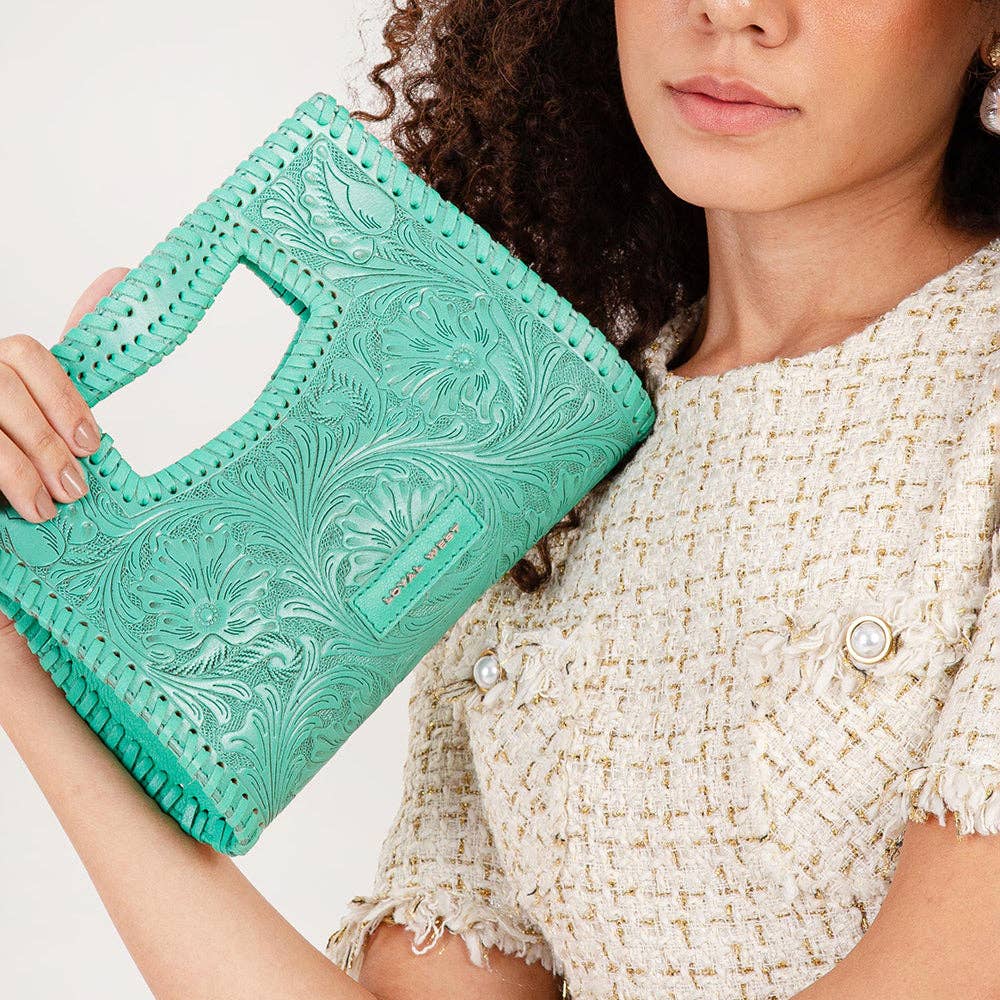 Loyal West Alma Medium Bag Turquoise: Turquoise Handtooled Leather And Calfskin / Single