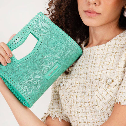Loyal West Alma Medium Bag Turquoise: Turquoise Handtooled Leather And Calfskin / Single