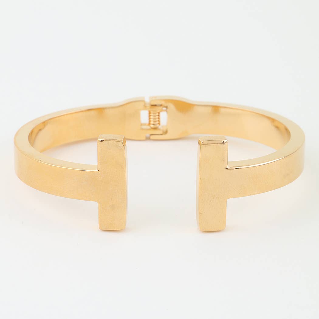 Bold Open T Cuff Bracelet: GD