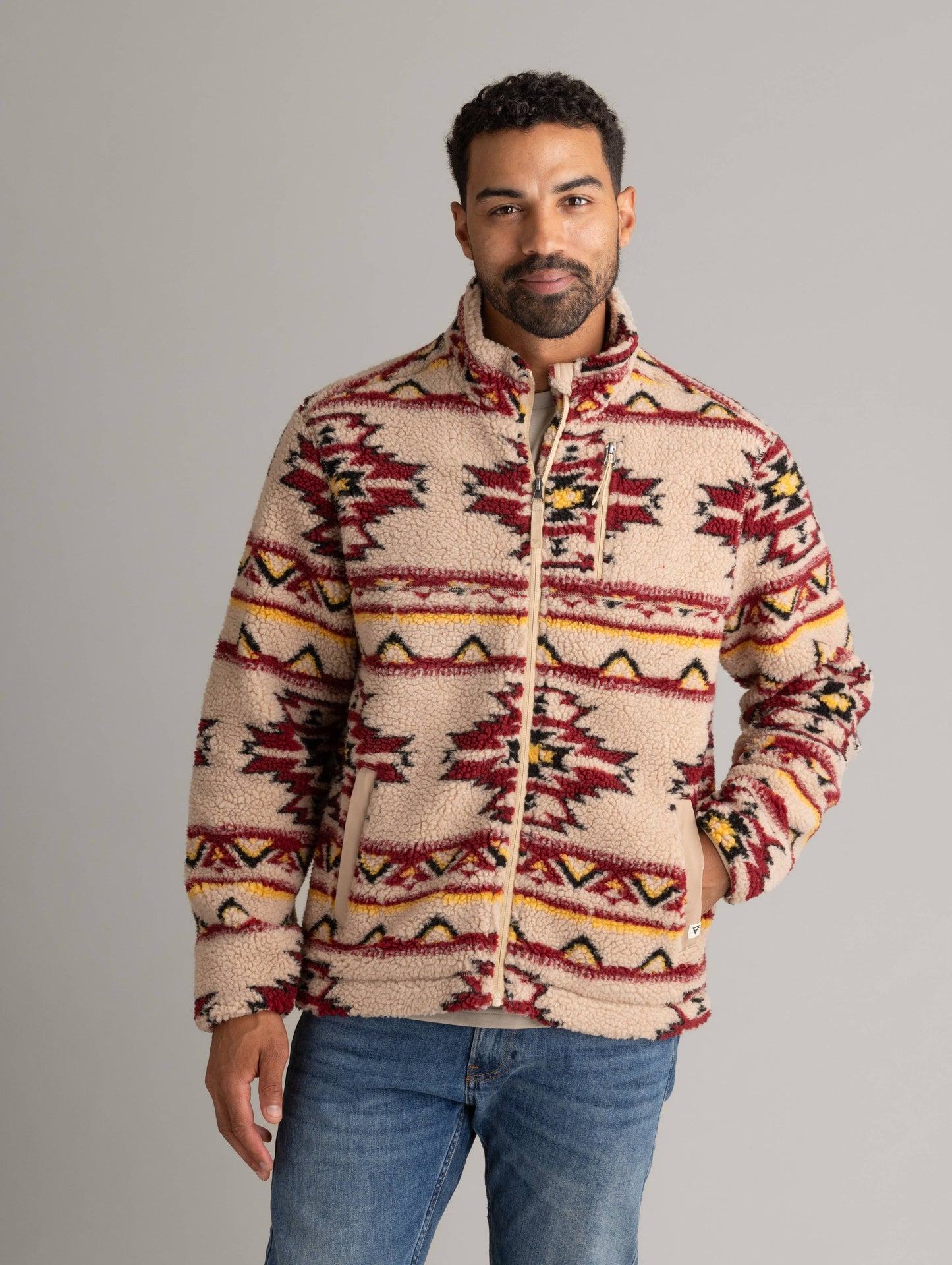 Men's Kismet Jersey Lined Printed Berber Jacket: Cuban Sand Kismet