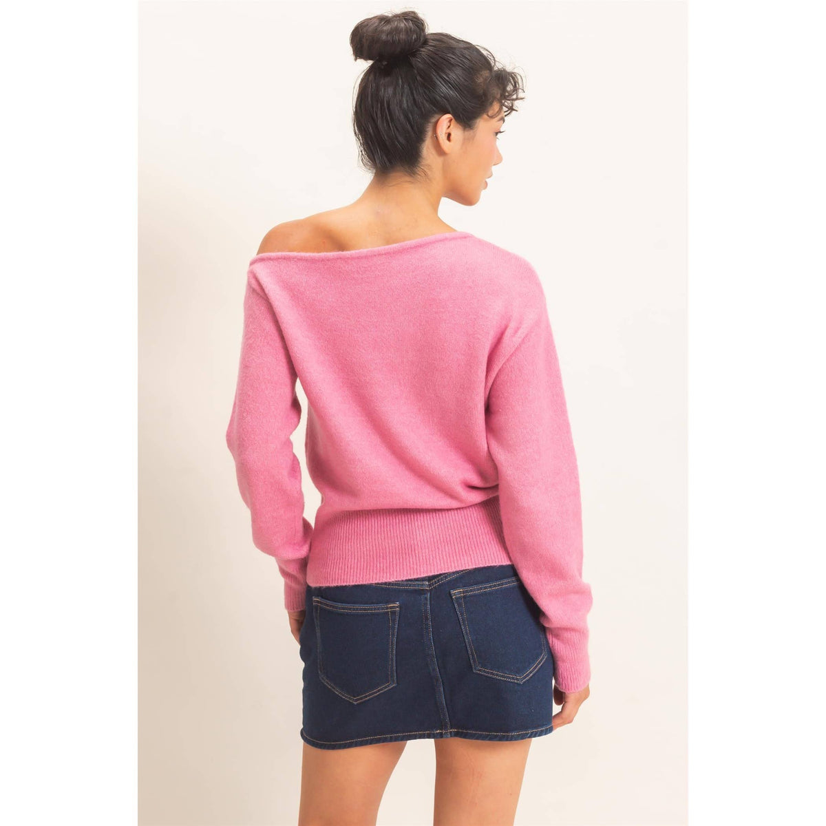 Off The Shoulder Sweater Top: TAUPE / S-M-L(2-2-2)