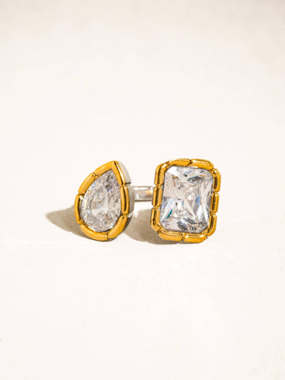 Serréa 18K Gold Non-Tarnish CZ Adjustable Ring: Multi-Colored