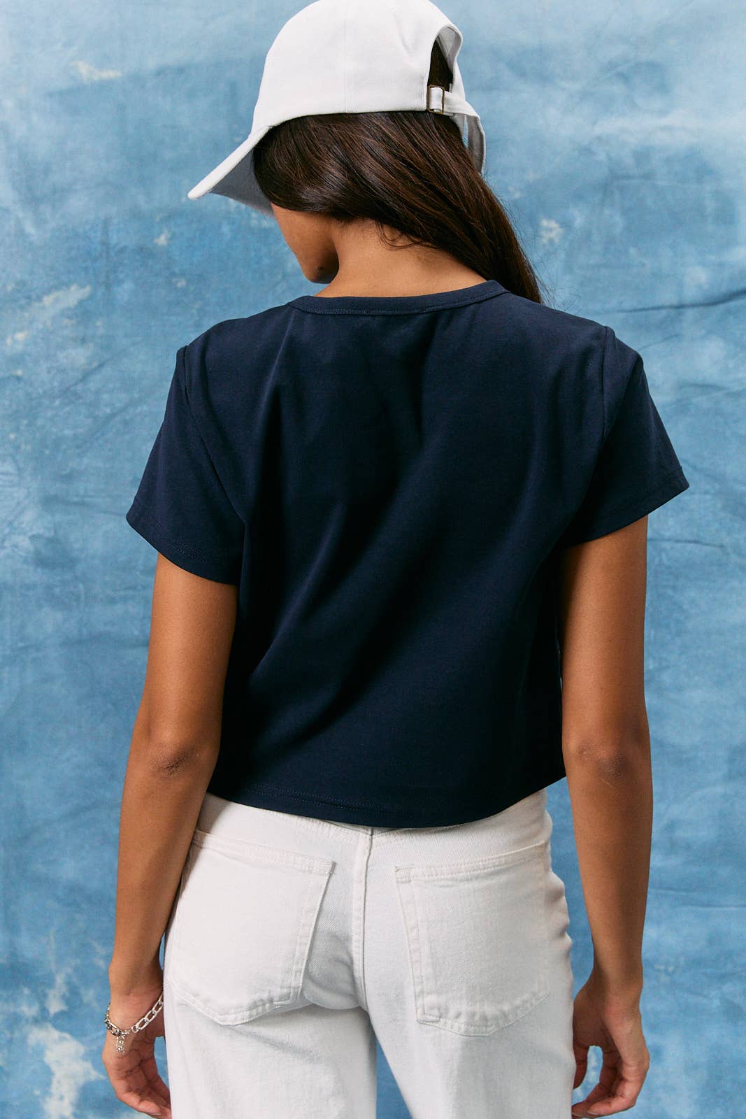 USA SHORT SLEEVE ROUND NECK BABY TEE: NAVY